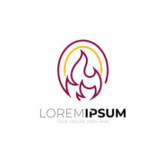 Abstract fire logo with line style design, red color
