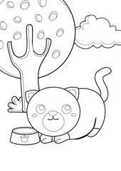 Cute Cat Pet Animal Coloring Pages A4 for Kids and Adult