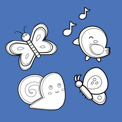 Cute Garden Animal Digital Stamp