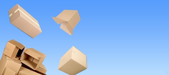 Business ecommerce or online shopping concepts with group of product box order. marketplace and transportation.