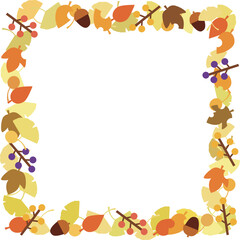 Naklejka na ściany i meble 落ち葉と木の実の秋のフレーム（正方形）