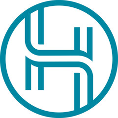 letter H in circle line logo design vektor sign icon