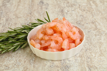 Tasty peeled prawn in the bowl