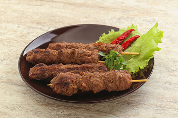 Beef kebab skewer minced meat