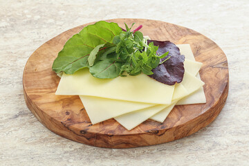 Sliced goat cheese for breakfast