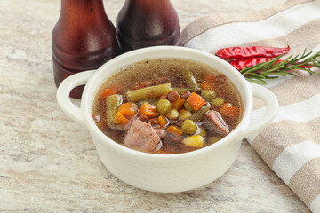 Soup with lentil and chicken