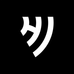 illustration hj shield signal logo black background design icon vector