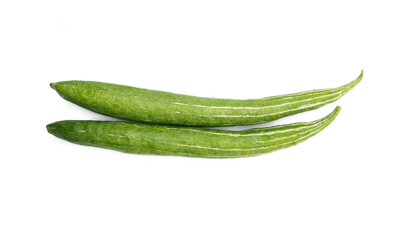 Two Snake gourd isolated on white background.
