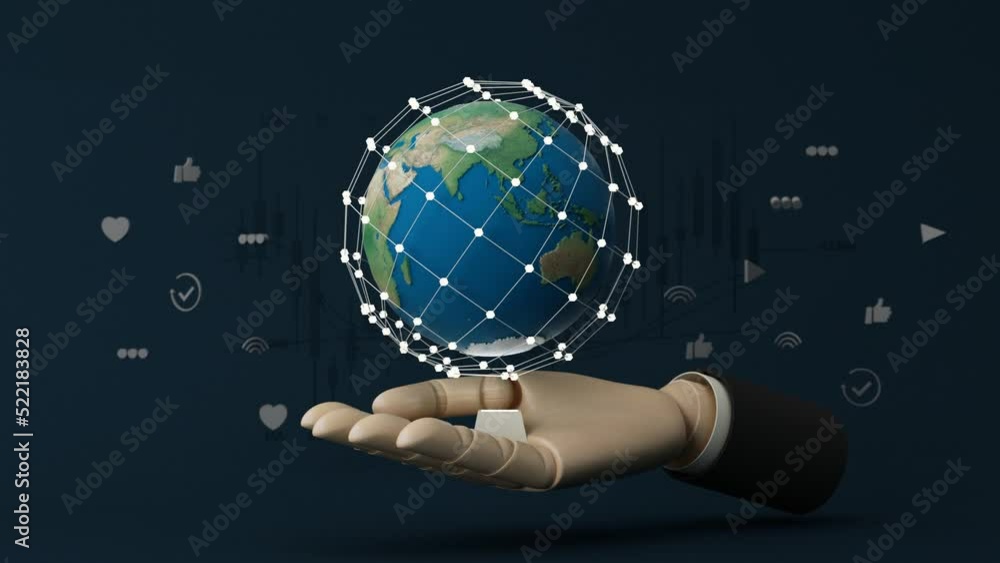 Poster businessman using mobile smart phone. business global internet connection application technology and