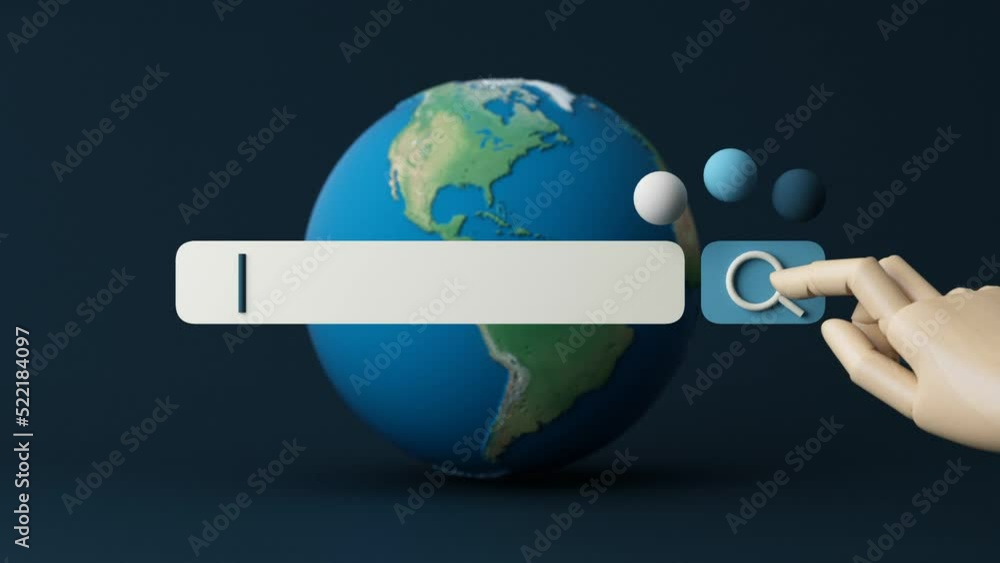 Poster globe and search bar minimal internet concept in the new world concept and wireless connection to fi