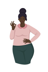 plump dark-skinned business girl, a girl with a pen in her hand