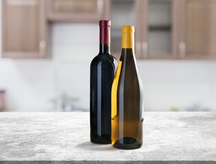 A bottle of wine on a neutral background for mockup presentation projects.