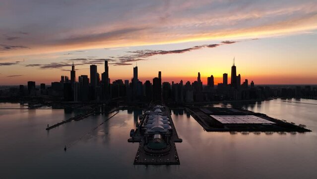 Downtown Chicago Dusk beautiful Sunset 