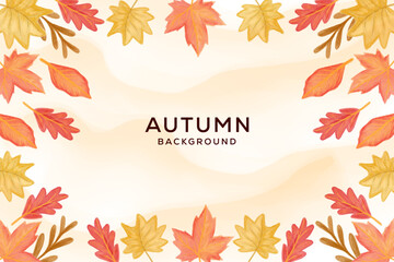 illustration watercolor autumn leaves background