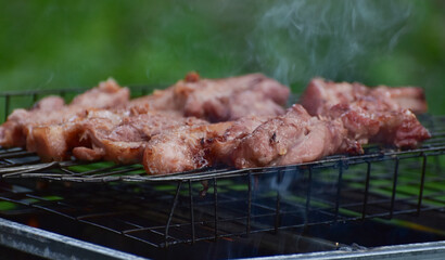 Grilled pork with charcoal, delicious taste