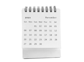 November 2023 desk calendar for planners and reminders on a white background.
