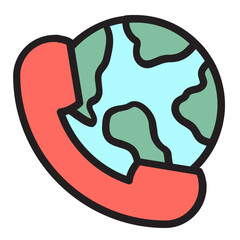 Global Call , Global Logistic filled outline icon.