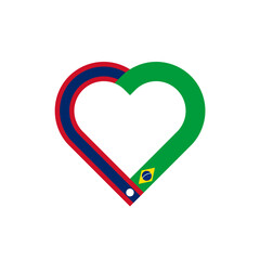 unity concept. heart ribbon icon of laos and brazil flags. vector illustration isolated on white background