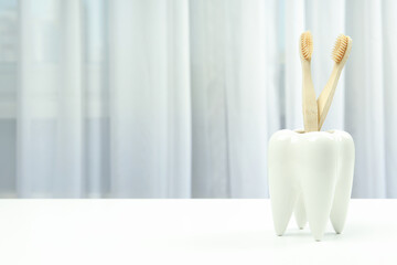 Concept of dental care, space for text
