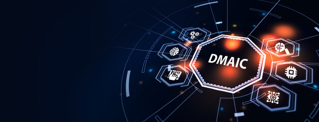 Fototapeta premium DMAIC, Six Sigma. Define, Measure, Analyse, Improve, Control. Standard quality control and lean manufacturing concept. 3d illustration