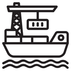 Cargo ship , Global Logistic outline icon.