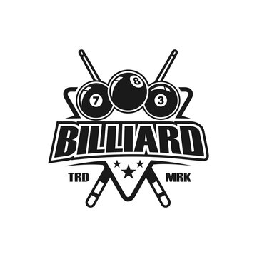 Billiards logo design vector. Sport labels for poolroom. Billiards club logo template.