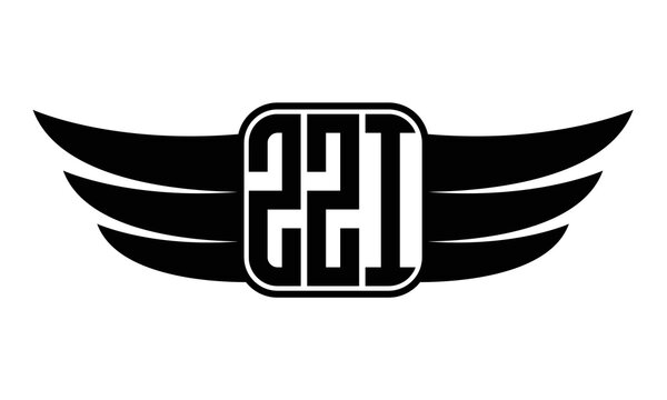 ZZI three-letter Wing black and white logo design. Vector template