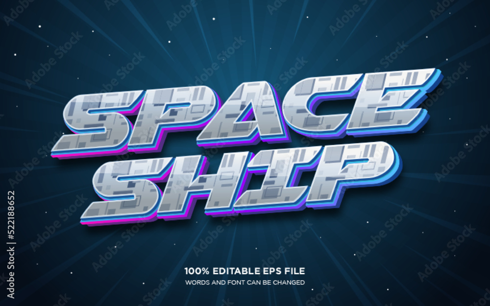 Poster spaceship editable text style effect