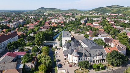 Top view of the city center of Berehove 