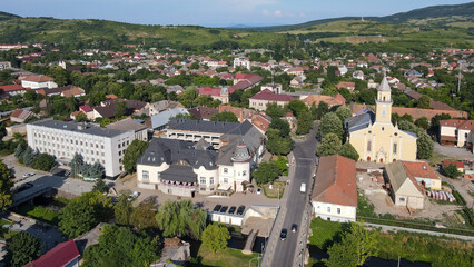 Top view of the city center of Berehove 
