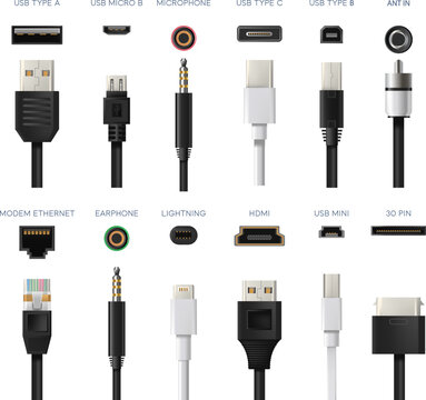 Connectors types, wires and adapters for devices