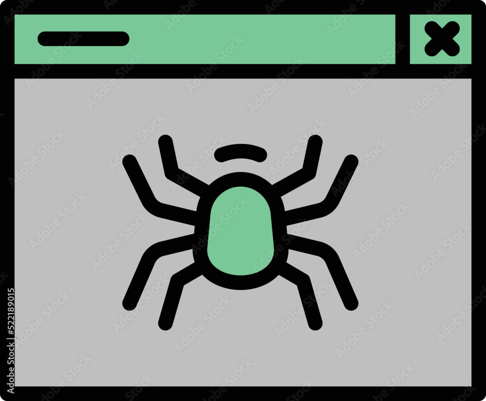Poster web bug icon outline vector. computer security. ddos code