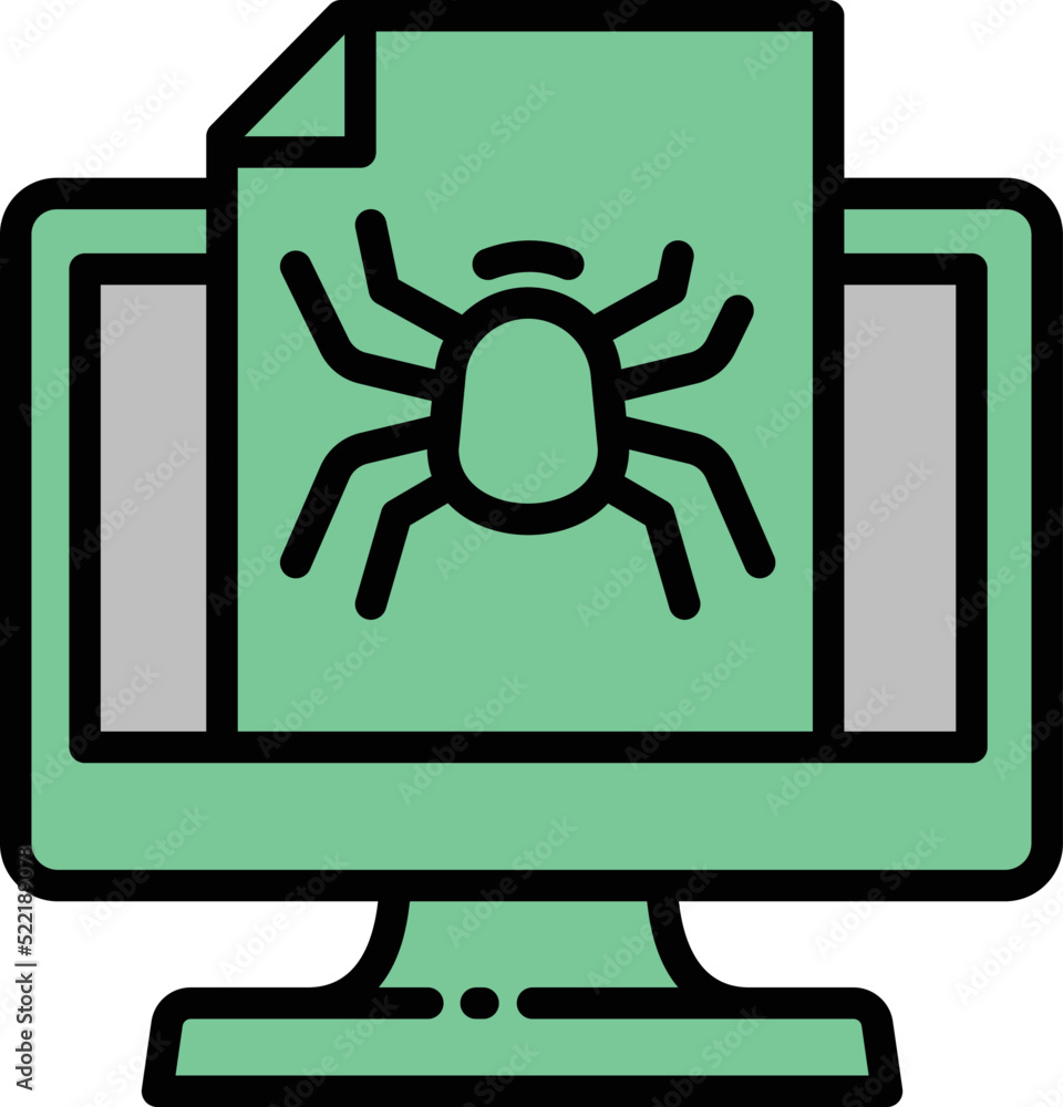Poster bug computer icon outline vector. virus fraud. risk protect