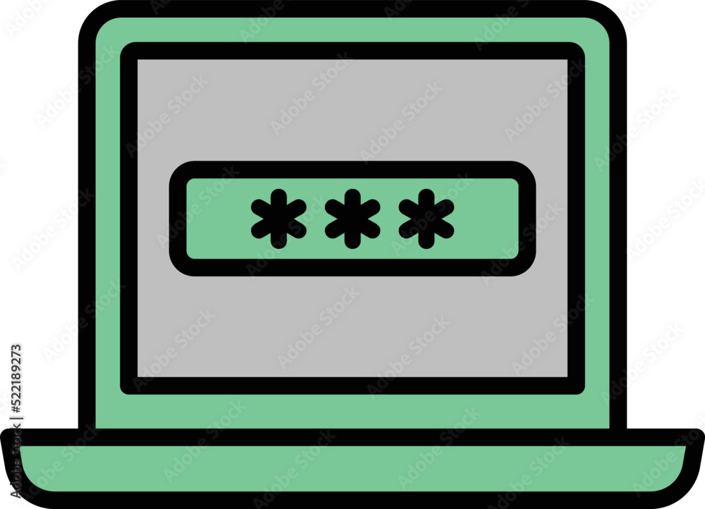 Poster laptop password icon outline vector. cyber attack. internet data