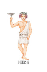 ギリシア神話 神　ディオニュソス　水彩 イラスト