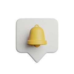 Notification Bell Alert 3D Rendering Illustration