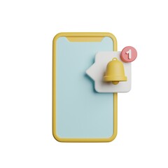 Notification Phone Bar 3D Rendering Illustration