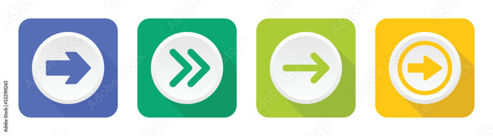 Poster Set of next arrow icon on button design vector illustration.