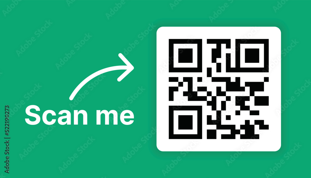 Fototapete Scan me icon with QR code vector illustration. QR code for mobile app, payment and website.