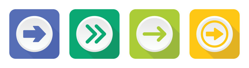 Set of next arrow icon on button design vector illustration.