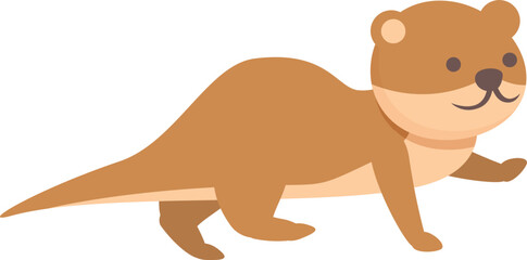 Walking weasel icon cartoon vector. Stoat animal. Cute mink
