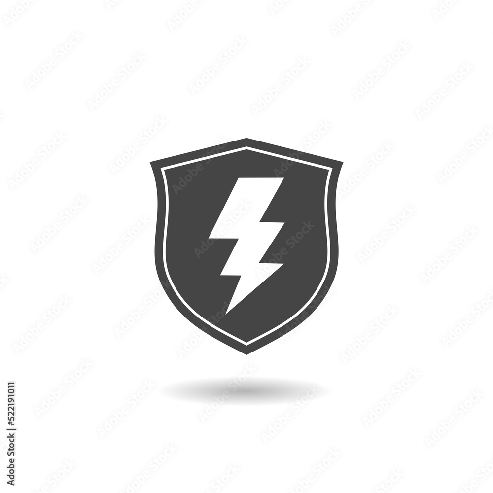 Poster lightning and shield icon with shadow