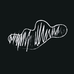 Doodle cosmos illustration in childish style. Hand drawn abstract space cloud. Black and white.