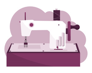 Flat vector illustration of sew machine icon