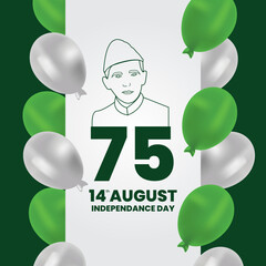 14 August Pakistan Independence Day. 75 Anniversary of Pakistan.