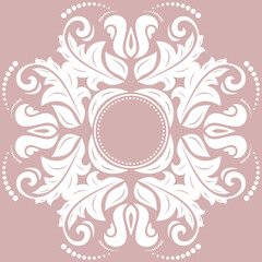 Elegant vintage vector ornament in classic style. Abstract traditional purple and white ornament with oriental elements. Classic vintage pattern