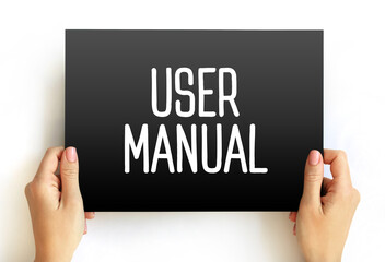 User Manual - intended to assist users in using a particular product, service or application, text on card