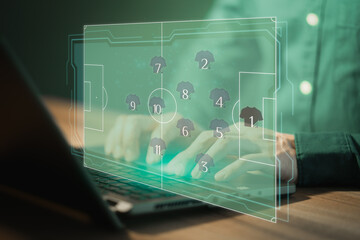 E-sport football game application on computer. Soccer online concept.