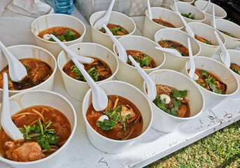 Thai style Fish Maw sticky soup with chicken piece and small egg