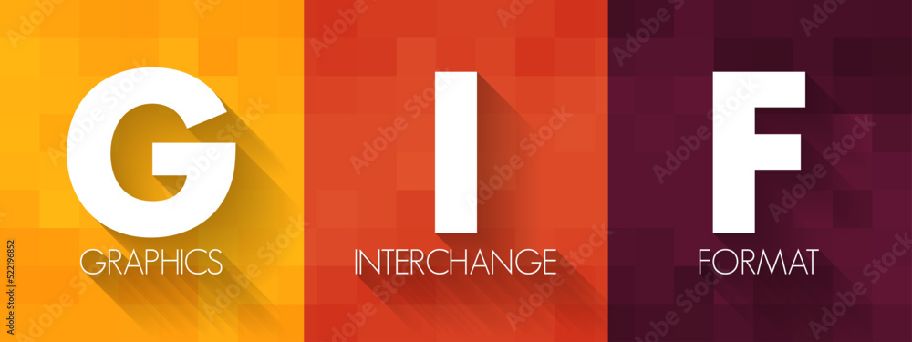 Poster gif graphics interchange format - type of bitmap image format, acronym text concept background
